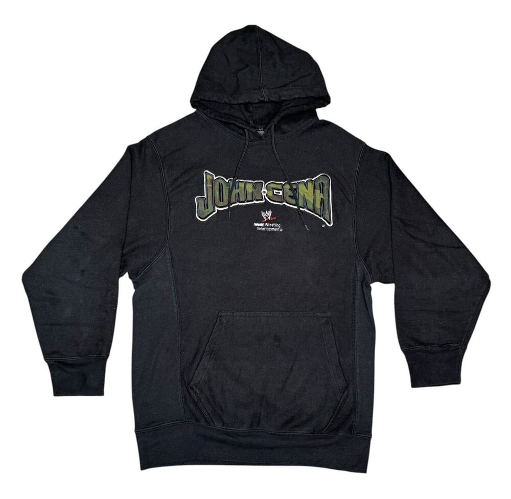 Vintage WWE John Cena Camo Logo Embroidered Hoodie